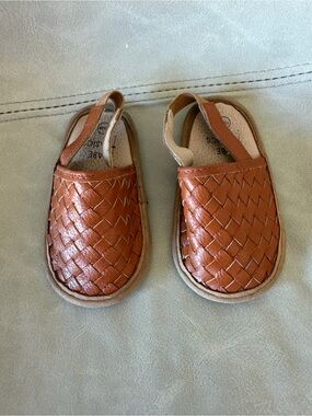 Classic Tan Woven Baby Slingback Shoes